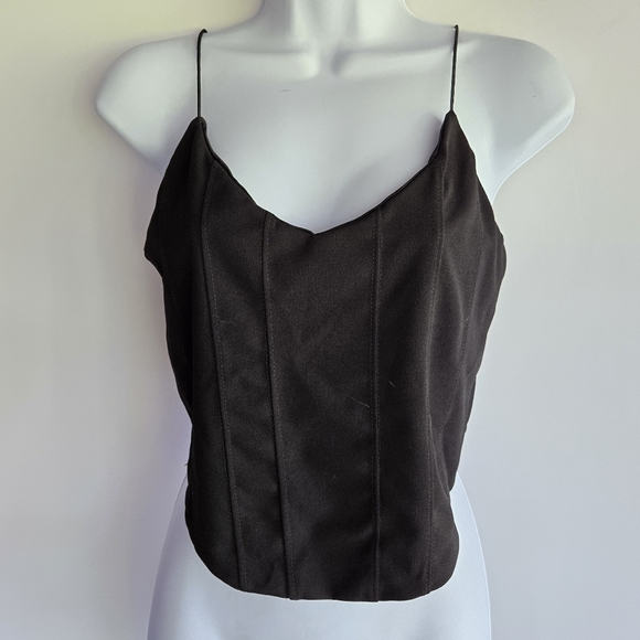 NEW Missguided Black Corset Style Crop Top, Size US 8 - Picture 2 of 6
